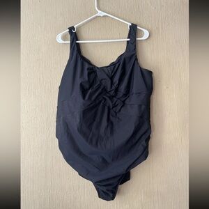 Lands End Womens Sz 26W One Piece Swimsuit Tummy Control SlenderSuit 346648